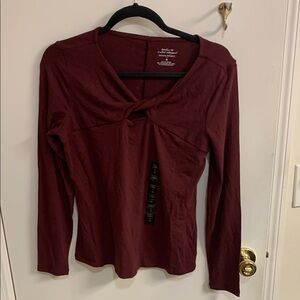 NWT Banana Republic Red Long Sleeve Tie Front Blouse in size M